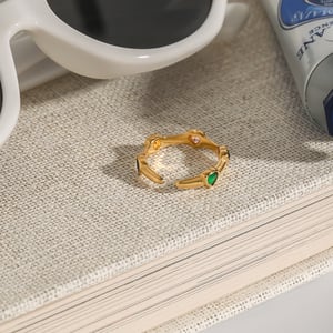 1 Piece Polychrome Series Fascinating Heart Shape Stainless Steel Gold Color Women's Single Rings h5 Picture5