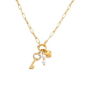 1 piece luxurious series simple lock stainless steel  gold color plated artificial pearl women's pendant necklaces h5 Picture6