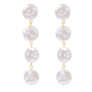 1 pair classic series elegant beads stainless steel  gold plated artificial pearl women drop earrings h5 Picture6