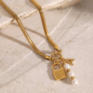 1 piece simple series classic geometric stainless steel  gold plated artificial pearl women charm bracelets h5 Picture3