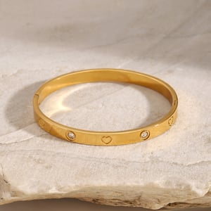 1 Piece Trendy Series Elegant Heart Shape Stainless Steel Gold Color Women's Bangles h5 Picture3