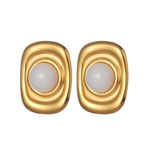 1 Paar romantische Serie elegante geometrische Edelstahl 18 Karat vergoldet Frauen Ohrstecker h5 Bild5