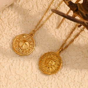 1 Piece Classic Series Classic Sun/Moon Stainless Steel   Gold Color  Women's Pendant Necklaces h5 Picture6