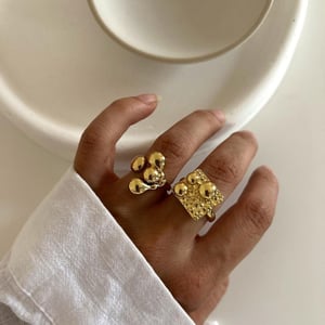 1 pair simple series  style geometric stainless steel  gold plated women adjustable rings h5 Picture5