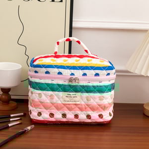 1 Pair Colorful Series Rainbow Cute Polka Dots Portable Large Capacity With Random Printing Design Women's Cosmetic Bags h5 Picture6