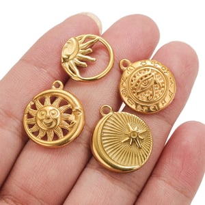 1 pair simple series retro sun/moon  gold plated women pendants h5 Picture5