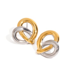 1 Pair Fascinating Series Daily Heart Knot Shape Stainless Steel Gold Color Women's Stud Earrings h5 Picture11
