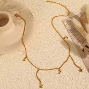 1 piece simple series simple sun/moon stainless steel  gold plated women pendant necklaces h5 Picture4