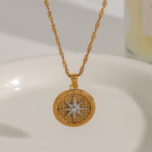 1 Piece Luxurious Series Chic Eight-pointed Star Stainless Steel Gold & Silver Color Women's Pendant Necklaces h5 Picture6