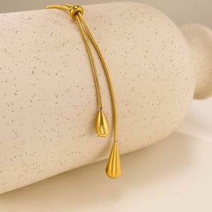 1 Stück Elegante Serie Tägliche Tropfen Verstellbare Edelstahl Gold Farbe Damen Anhänger Halsketten h5 Bild5