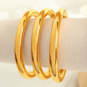 1 piece simple series classic solid color stainless steel  gold plated women bangles h5 Picture4