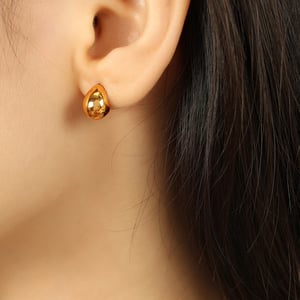 1 pair simple series classic droplet stainless steel  gold plated women stud earrings h5 Picture6