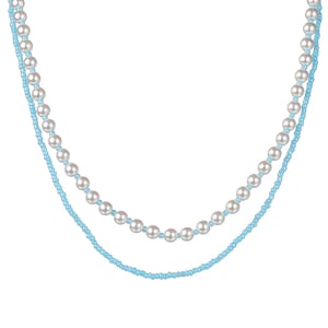 1 Stück Klassische Serie Elegante Perlen Titanstahl 14 Karat vergoldet Kunstperlen Damen-Mehrschicht-Halsketten h5 Bild5
