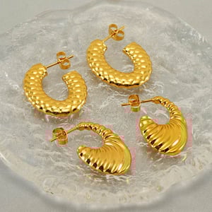 1 Paar Simple Series Einfache geometrische 18 Karat vergoldete Ohrstecker für Damen h5 Bild5