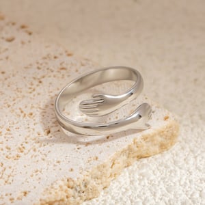 1 Piece Romantic Series Edgy Hug Figure Stainless Steel Gold Color Women's Adjustable Rings h5 Picture5