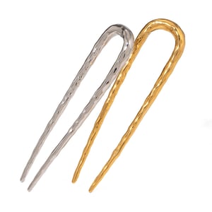 1 pair simple series daily letter stainless steel  gold plated women hair clips h5 Picture6