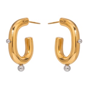 1 pair simple series  style geometric stainless steel  gold plated artificial pearl women hoop earrings h5 Picture6