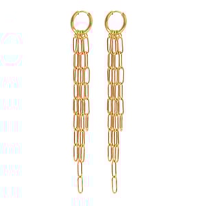 1 pair classic series elegant tassel stainless steel  gold plated women drop earrings h5 Picture5