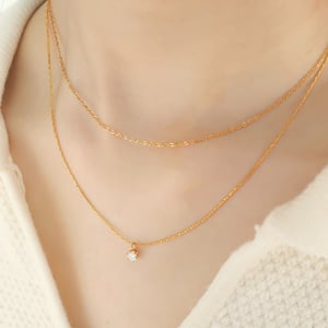 1 piece simple series simple geometric stainless steel  gold plated zircon women layered necklaces h5 Picture4