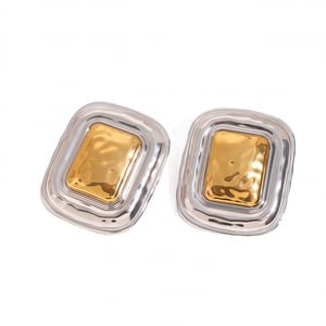 1 pair simple series simple quadrilateral stainless steel  gold plated women stud earrings h5 Picture6