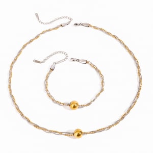 1 Stück Simple Series Original Design Line Edelstahl Goldfarbene Damenketten h5 Bild8