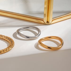 1 stück simple series  style line edelstahl goldfarbene damen-einzelringe h5 Bild4