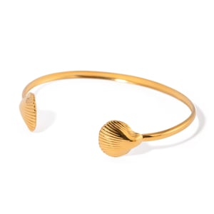 cross-border  style  temperament  gold stainless steel small scallop simple open bracelet jewelry  female h5 Picture9