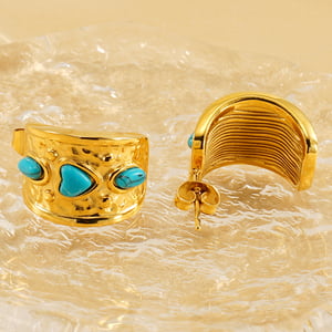 1 pair simple series retro polka dots stainless steel  gold plated women stud earrings h5 Picture4