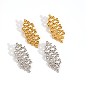 1 Pair Simple Series Rectangular Patchwork Stainless Steel Gold Color Women's Stud Earrings h5 Picture5