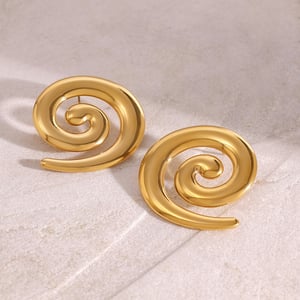 1 pair simple series casual geometric stainless steel  gold plated women stud earrings h5 Picture3