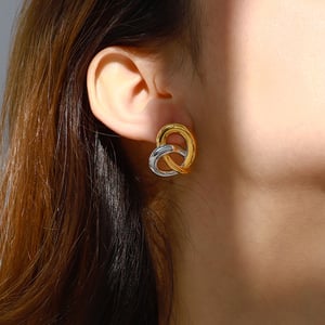 1 Pair Fascinating Series Daily Heart Knot Shape Stainless Steel Gold Color Women's Stud Earrings h5 Picture6