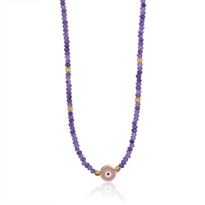 1 Piece Ethnic Series Classic Eye Pattern Stainless Steel Gold Color Women's Crystal Beaded Necklaces h5 Picture9