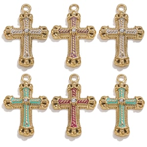 1 pair classic series retro cross  gold plated women pendants h5 Picture3