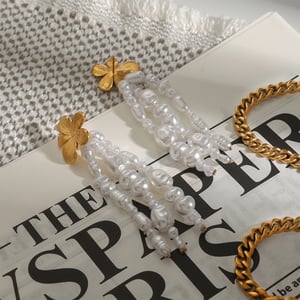 1 Pair Classic Series Elegant Flower Tassel Stainless Steel Gold Color Women's Drop Earrings h5 Picture5
