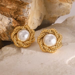 1 paar klassische serie elegante blume edelstahl  vergoldet damen ohrstecker h5 Bild3