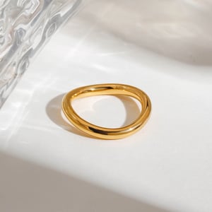 1 stück simple series  style line edelstahl goldfarbene damen-einzelringe h5 Bild8