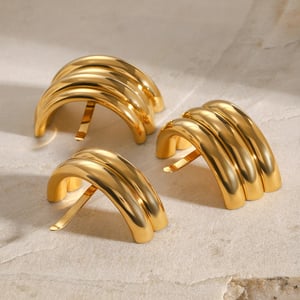 1 pair simple series simple solid color stainless steel  gold plated women hair clips h5 Picture3