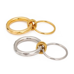 1 pair simple series simple geometric stainless steel  gold plated women single ring h5 Picture5