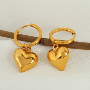 1 par de pendientes colgantes de acero inoxidable chapados en oro de 18 quilates con forma de corazón para mujer h5 Imagen5