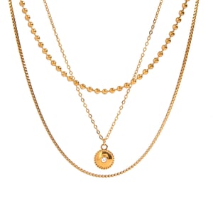 1 piece classic series elegant annular stainless steel  gold plated rhinestone women layered necklaces h5 Picture6