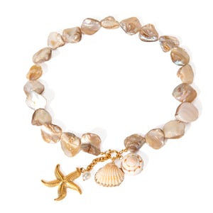internet  new fashion necklace  gold stainless steel whole string shell string starfish pearl pendant necklace h5 Picture6