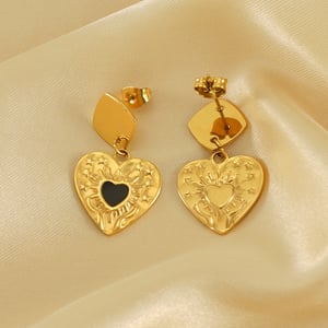 1 paar edelstahl einfache öltropfen geometrische herz schmuck ohrringe weibliche titan stahl plattiert  gold gehämmert muster vielseitige ohrringe weibliche anhänger ohrringe h5 Bild3