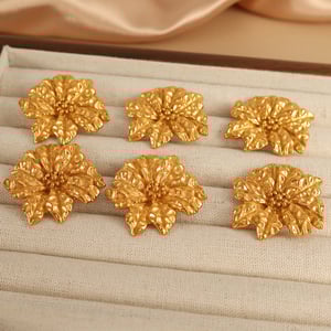 1 pair romantic series retro flower stainless steel  gold plated women stud earrings h5 Picture3