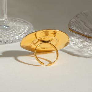 1 Paar Simple Series Retro Geometrischer Edelstahl 18 Karat vergoldete Kunstperle Verstellbare Damenringe h5 Bild4