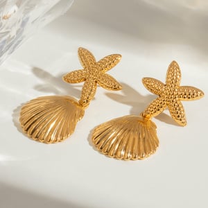 1 pair simple series vacation turtle stainless steel  gold plated women drop earrings h5 Picture4
