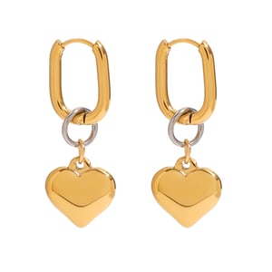 1 Pair Modern Series Classic Heart Shape Stainless Steel Gold And Silver Mixed Color Women's Drop Earrings h5 Picture6