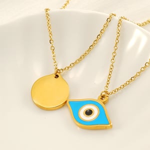 1 piece simple series classic eye titanium steel  gold plated women pendant necklaces h5 Picture3