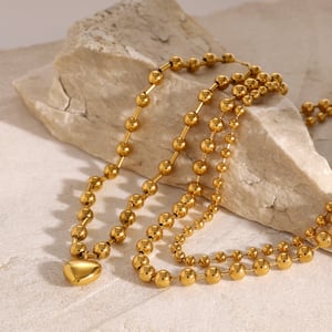 1 piece simple series simple heart stainless steel  gold plated women beaded necklaces h5 Picture4