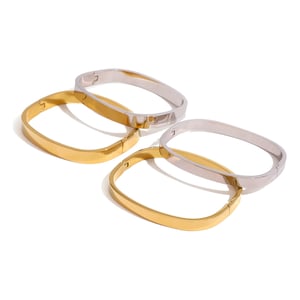 1 Stück Simple Series Klassische geometrische Edelstahl 18 Karat vergoldete Damen Armreifen h5 Bild6