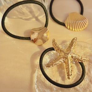 1 piece classic style all-match  vibe starfish stainless steel gold color women's hair bobbles h5 Picture3